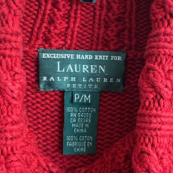 Exclusive Hand Knit For Ralph Lauren Red Cowl Neck Sweater with Snowflake Design - Picture 3 of 7